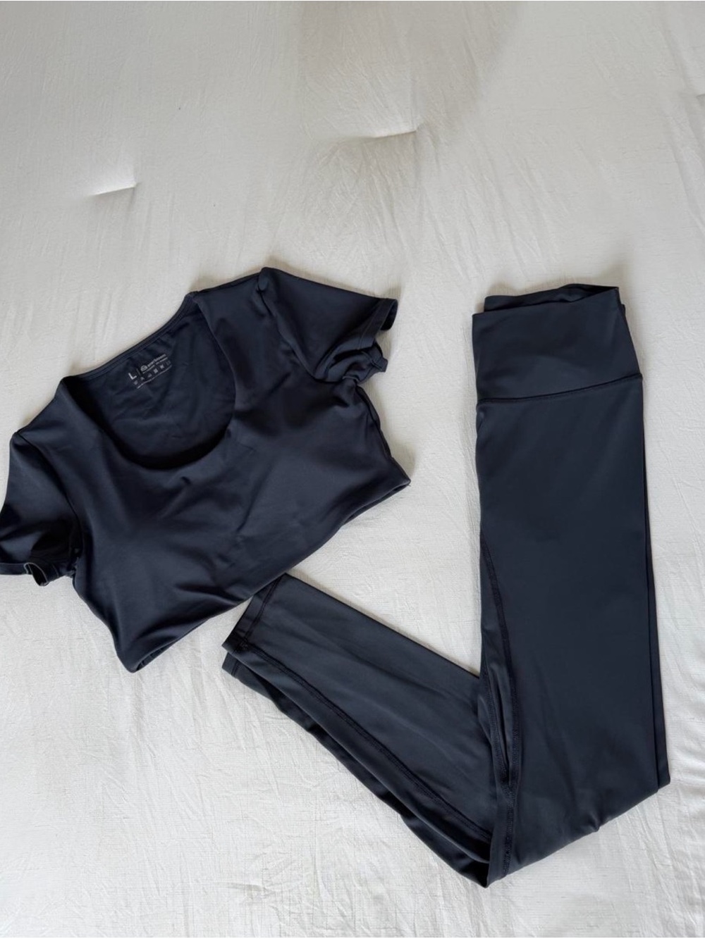 Dark Grey Active Crop Top and High-Waist Leggings Set